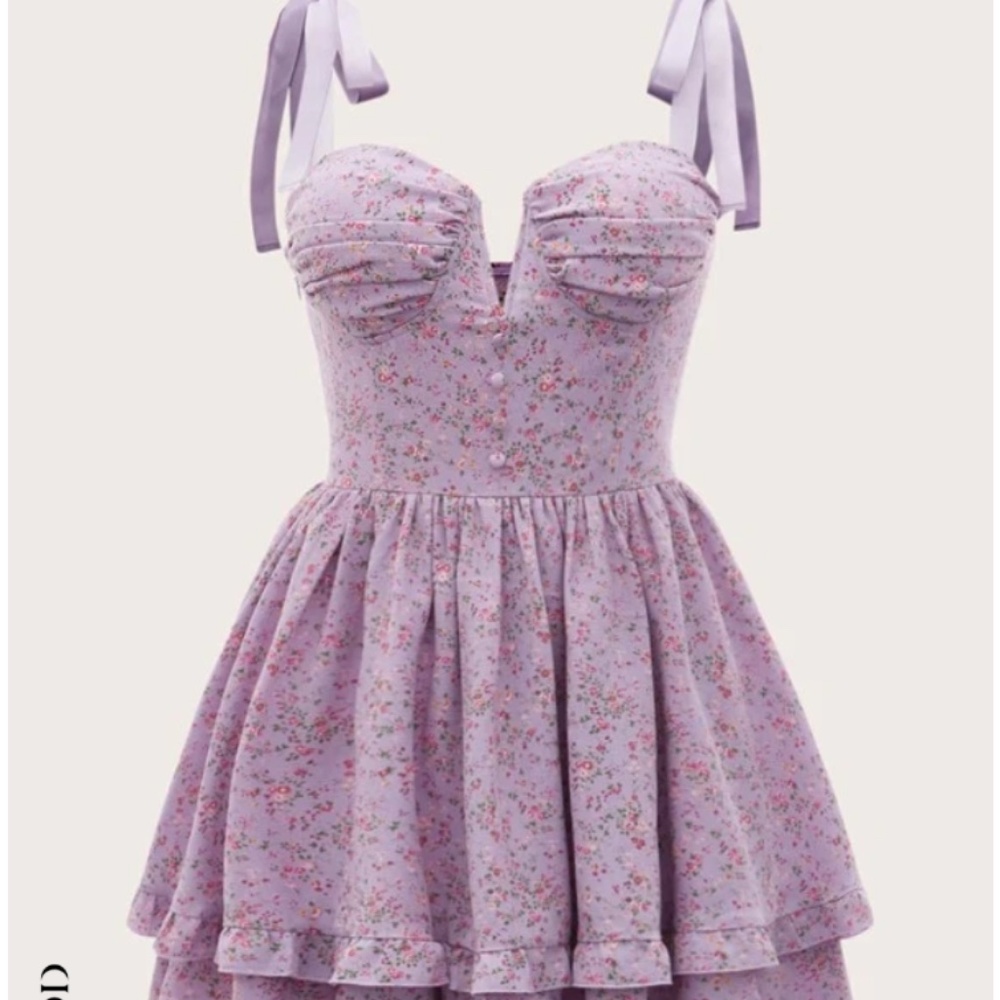 Gabi DeMartino X SHEIN Ditsy Floral Button Front Tie Purple 6 Medium